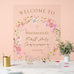 First Communion girl welcome Acrylic Sign