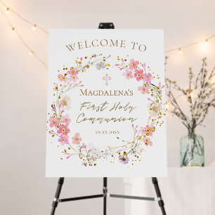 First Communion girl welcome sign