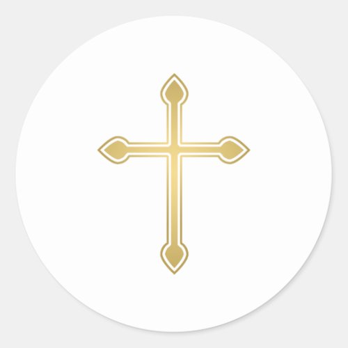 First Communion Gold Cross Classic Round Sticker