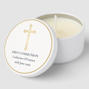 First Communion Gold Cross Mini Candle Favors