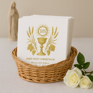 First Communion Gold Eucharist Chalice Napkins