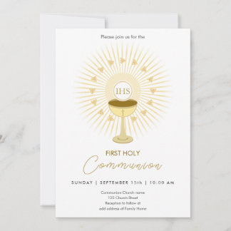 First Communion Gold with Chalice Invitation
