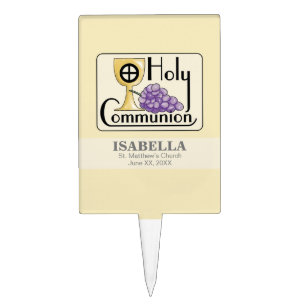 First Communion Grapes and Cup, Customizable Cake Topper