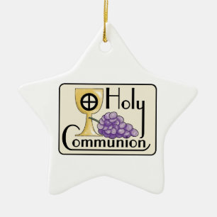 First Communion Grapes and Cup, Customizable Ceramic Ornament