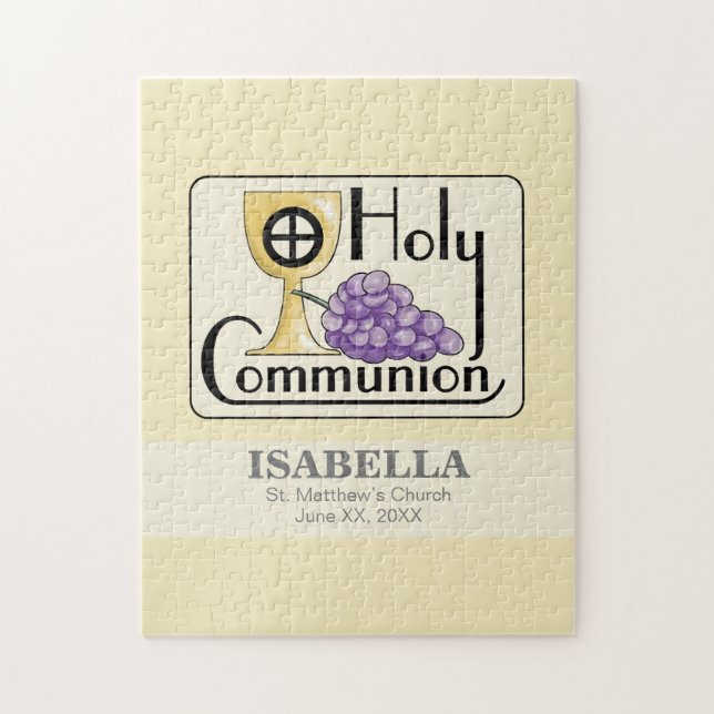 First Communion Grapes and Cup, Customizable Jigsaw Puzzle (Vertical)