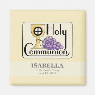 First Communion Grapes and Cup, Customizable Magnet