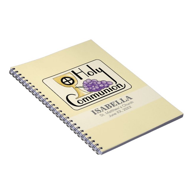 First Communion Grapes and Cup, Customizable Notebook (Right Side)