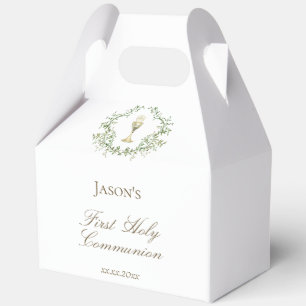 First Communion greenery crest chalice Favor Boxes