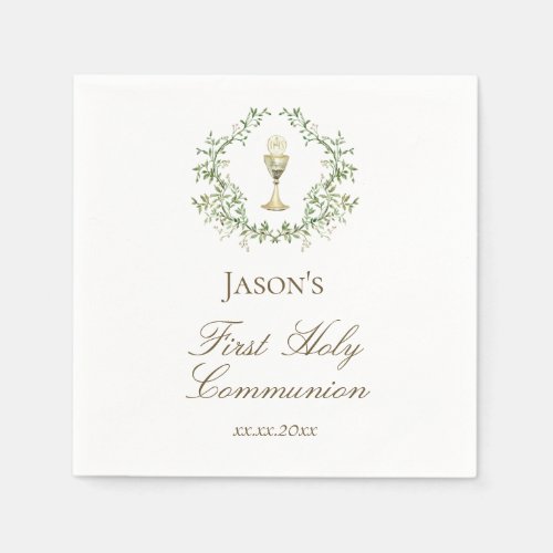 First Communion greenery crest chalice