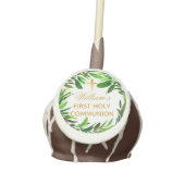 First Communion Greenery Gender Neutral Green Gold Cake Pops (Front)