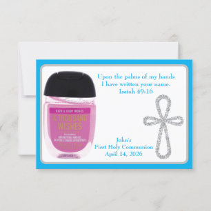 First Communion Hand Sanitizer Favor Cards