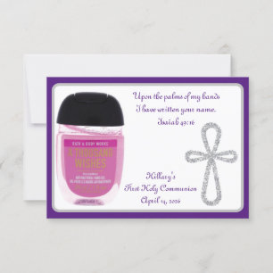 First Communion Hand Sanitizer Favor Cards