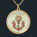 First Communion Host Red Roses  Chalice Vintage Gold Plated Necklace<br><div class="desc">This is a beautiful traditional Catholic image of the Sacred Host (Communion) above the chalice with red roses.  Text and fonts may be modified</div>