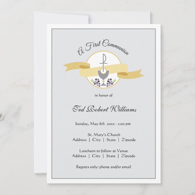 First Communion Invitation - Boy (Front)