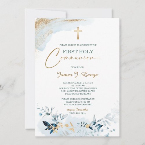 First Communion Invitation Boy