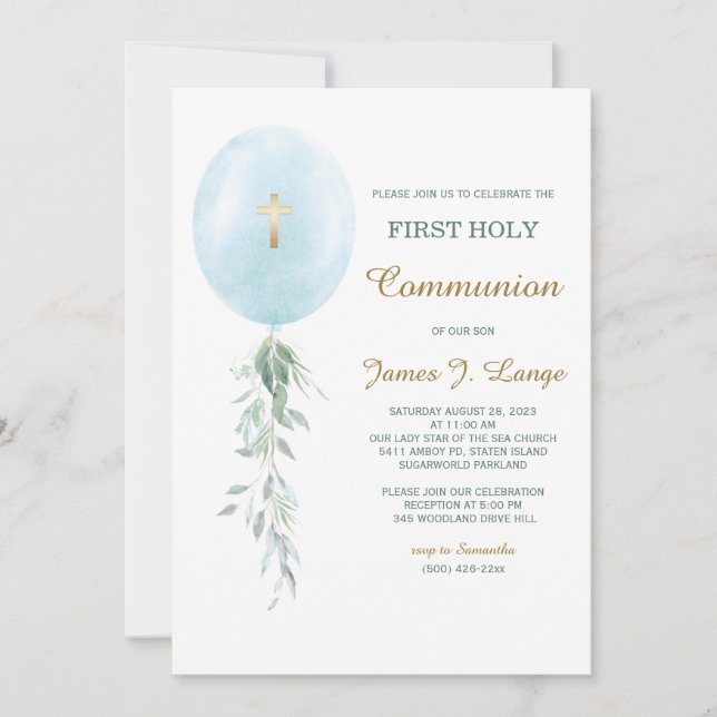 First Communion Invitation Boy (Front)