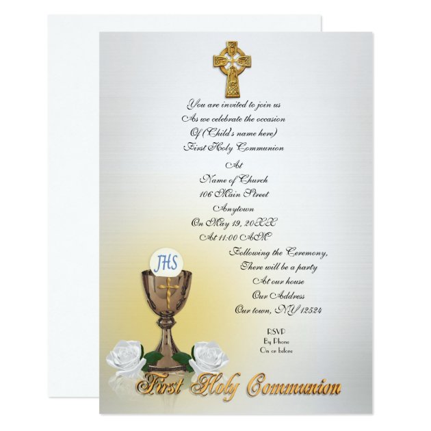First Communion Invitation Celtic Cross