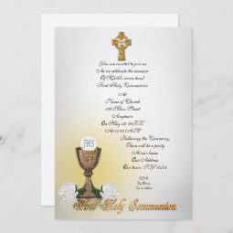 First Communion invitation Celtic cross | Zazzle