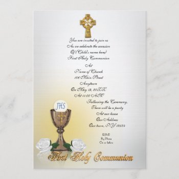First Communion Invitation Celtic Cross by Irisangel at Zazzle