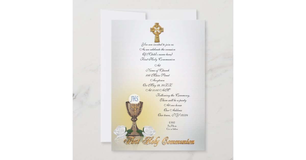 First Communion invitation Celtic cross | Zazzle