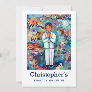 First Communion Invitation, Customizable for Boy Invitation