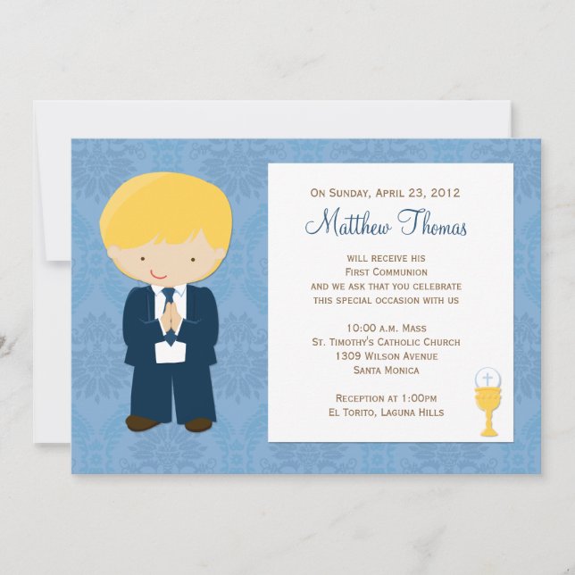 First Communion Invitation for Boy (Front)