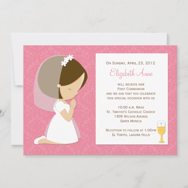 First Communion Invitation for Girl (Front)