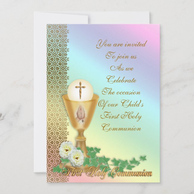 First Communion Invitation rainbow (Front)