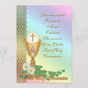 First Communion Invitation rainbow