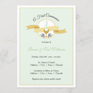 First Communion Invitation - Twins