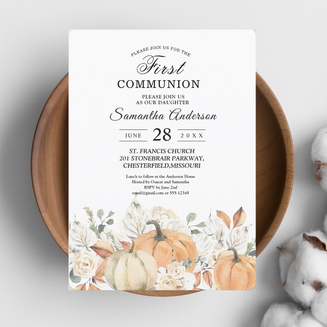 First Communion Invitation | Watercolor Pumpkins  (Creator Uploaded)