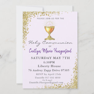 First Communion Invite Purple