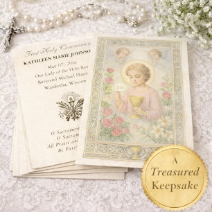 First Communion Jesus Angels Floral