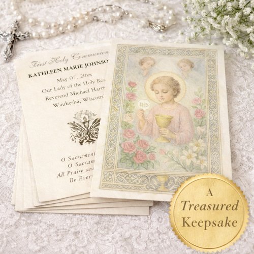 First  Communion Jesus Angels Floral 