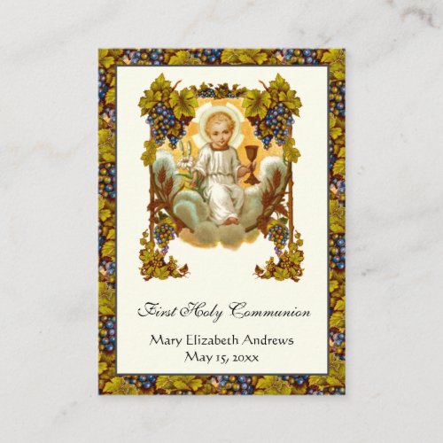 First Communion Jesus Chalice Remembrance  Business Card
