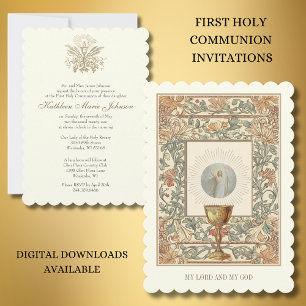 First Communion Jesus Resurrection Chalice Host Invitation
