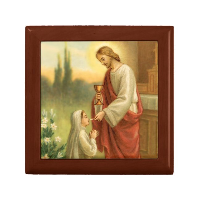 First Communion Keepsake: Eucharist in All Things Jewelry Box (Front)