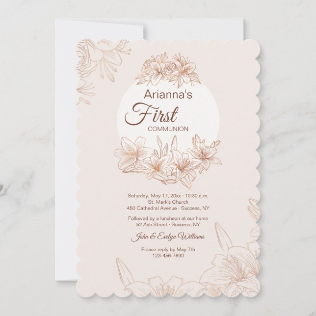 First Communion Lilies Invitation (Front)