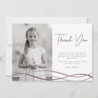 First Communion - Modern Photo Thank You Card