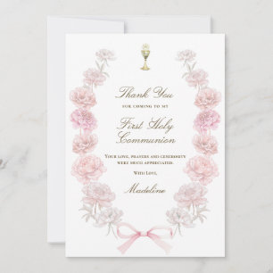 first communion peonies frame thank you card