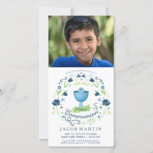 First Communion Photo Card - Invitation - Boy