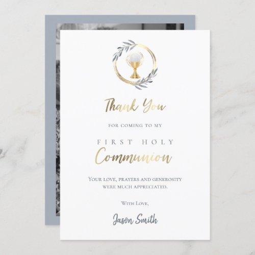 First Communion photo thank you Card