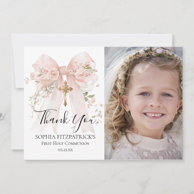 First Communion Photo Thank You Card  (Front)