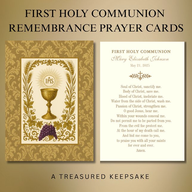 First Communion Prayer Card Chalice and IHS (Creator Uploaded)