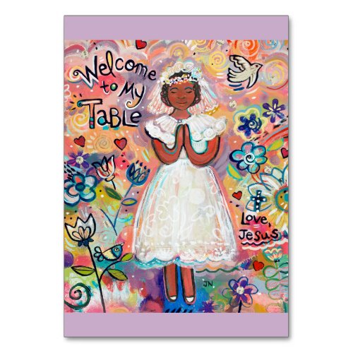 First Communion Prayer Card for Black Girl
