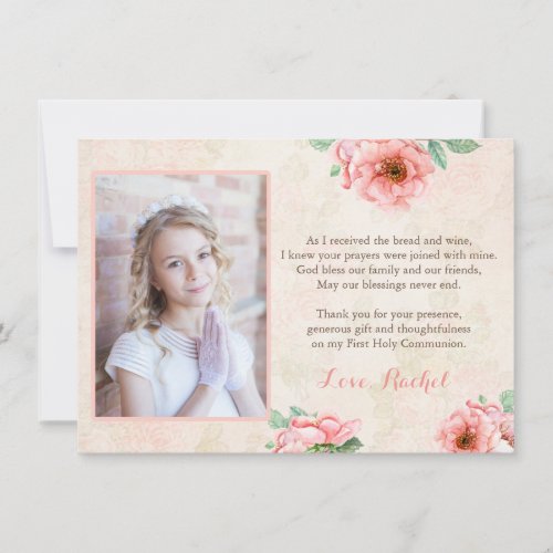 First Communion Prayer Thank You for Girl Vintage