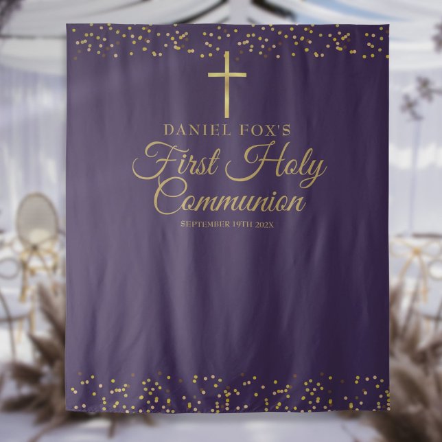 First Communion Purple Gold Photo Backdrop (First Communion Purple Gold Photo Backdrop)