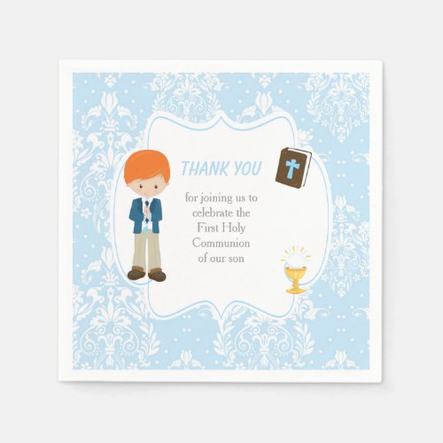 First Communion Red Hair Boy Thank You