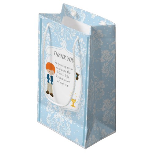 First Communion Red Hair Boy Thank You Small Gift Bag