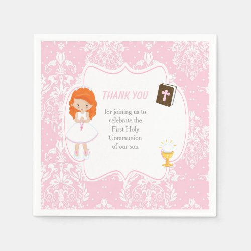 First Communion Red Hair Girl Thank You